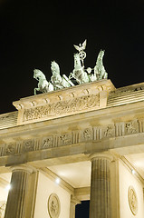 Image showing Brandenburg Gate Berlin Germany Europe night  scene sculpture de