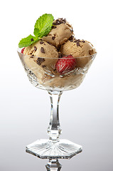 Image showing ice cream with raspberries and chocolate