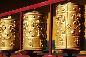 Image showing Tibetan prayer wheels