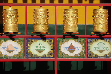 Image showing Tibetan prayer wheels