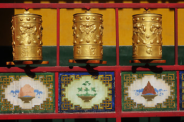 Image showing Tibetan prayer wheels