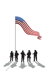 Image showing Five soldiers silhouette