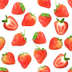 Image showing Seamless pattern with red strawberryes