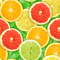 Image showing Seamless pattern with motley citrus-fruit slices