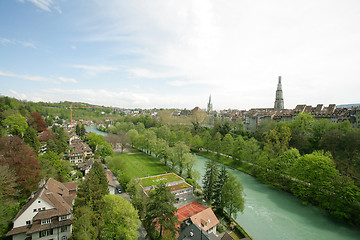 Image showing view on the river near the ancient city of Bern, Swiss 