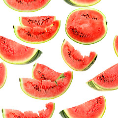 Image showing Background with red slices of watermelon