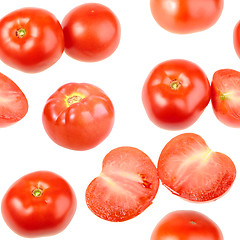 Image showing Seamless pattern with red fresh tomatos