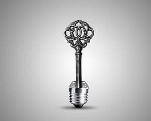 Image showing Old key in light bulb
