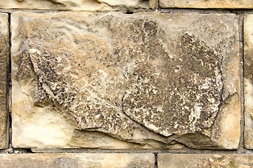 Image showing background of ancient marble block wall closeup 