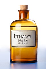 Image showing Ethanol, pure ethyl alcohol in bottle