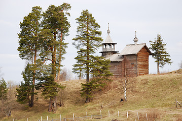 Image showing orthodox  wooden church in the village of Manga, Karelia, Russia