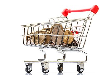 Image showing Shopping Cart with Coins