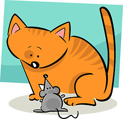 Image showing cartoon doodle of cat and mouse