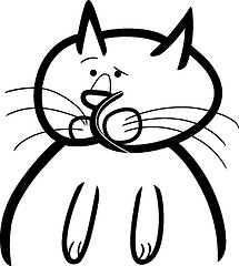 Image showing cartoon doodle of cat for coloring