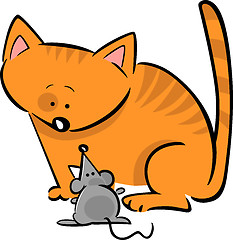 Image showing cartoon doodle of cat and mouse