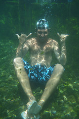 Image showing man underwater in the pool