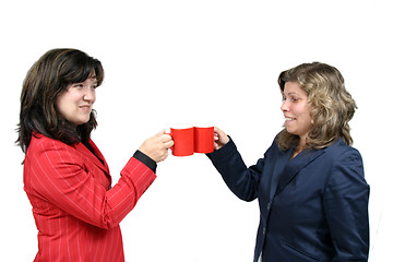 Image showing woman businessteam, business toast, business concept