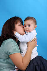 Image showing Portrait of a beautiful happy mother with beautiful baby