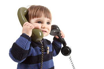 Image showing small child call center