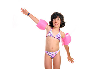 Image showing beautiful girl in bikini, child studio photo