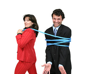 Image showing businesswoman boss with rope