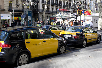 Image showing Taxis Lined Up