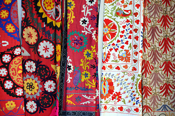 Image showing Multicolored Fabrics in the Market