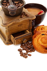 Image showing Coffee and buns on a white background.