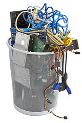 Image showing electronic scrap in trash can