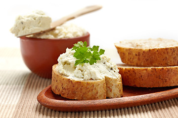 Image showing bread with cream cheese