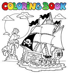 Image showing Coloring book with pirate ship 2