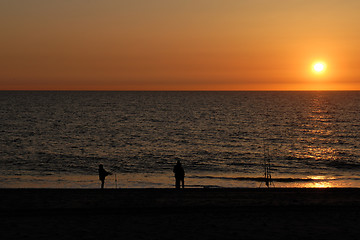 Image showing Anglers at Sunset