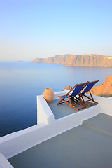 Image showing View on caldera and sea from balcony