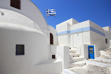 Image showing Classical Greek architecture of the streets in Oia