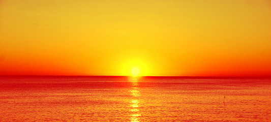 Image showing Beautiful red sunset over the sea