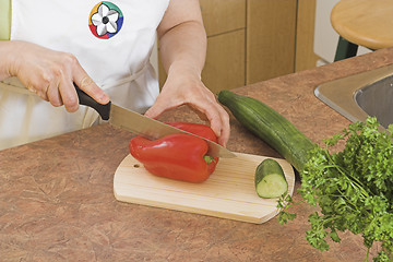 Image showing cutting red pepper