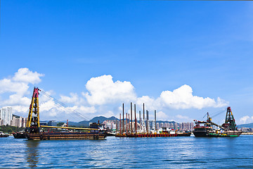 Image showing Fishing boats along the coast in Hong Kong