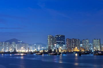 Image showing Hong Kong night view along the coast