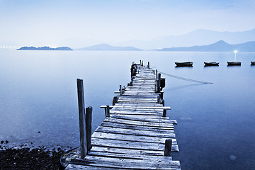 Image showing Jetty sunrise along the coast