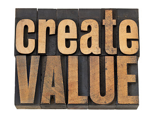 Image showing create value text in wood type