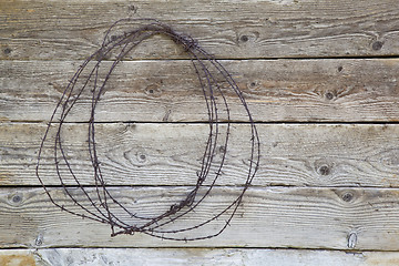 Image showing rusty barbed wire coil