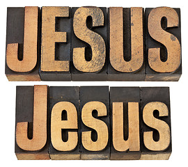 Image showing Jesus word in wood type