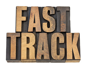 Image showing fast track words in wood type