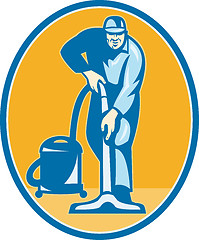 Image showing Cleaner Janitor Worker Vacuum Cleaning