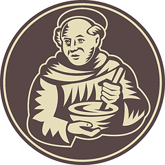 Image showing Friar Monk Cook Mixing Bowl Woodcut