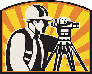 Image showing Surveyor Engineer Theodolite Total Station Retro