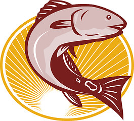 Image showing Red Drum Spot Tail Bass Fish Retro