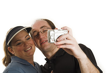 Image showing couple taking pictures close up