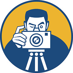 Image showing Photographer With Camera Retro