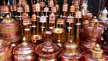 Image showing Tibetan prayer wheels